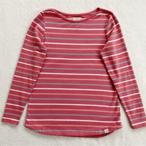 Fat Face Striped Long Sleeve Top Coral Pink Blue Breton Cotton Stretch Tee US 4
